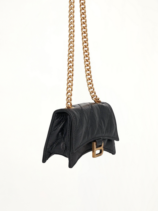 BALENCIAGA Crush Chain Mini Bag (Black)