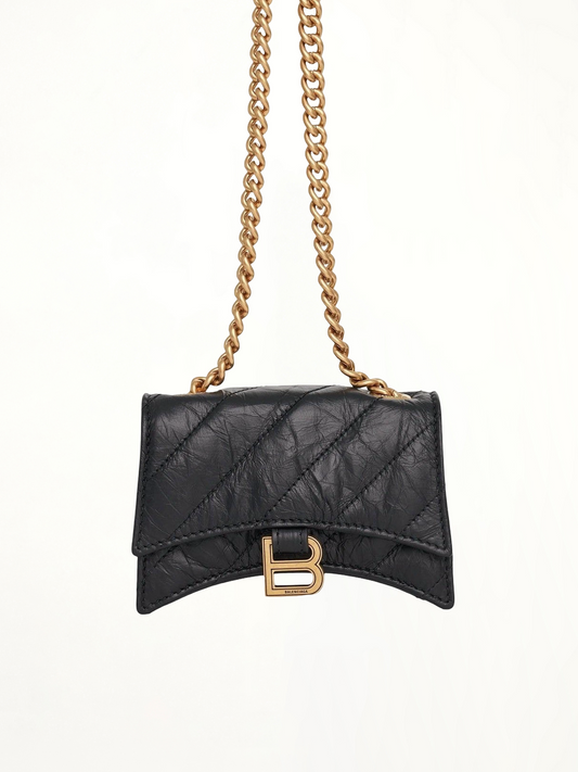 Image of Jewelry. Productname: BALENCIAGA Crush Chain Mini Bag in Black colour by brand - BALENCIAGA