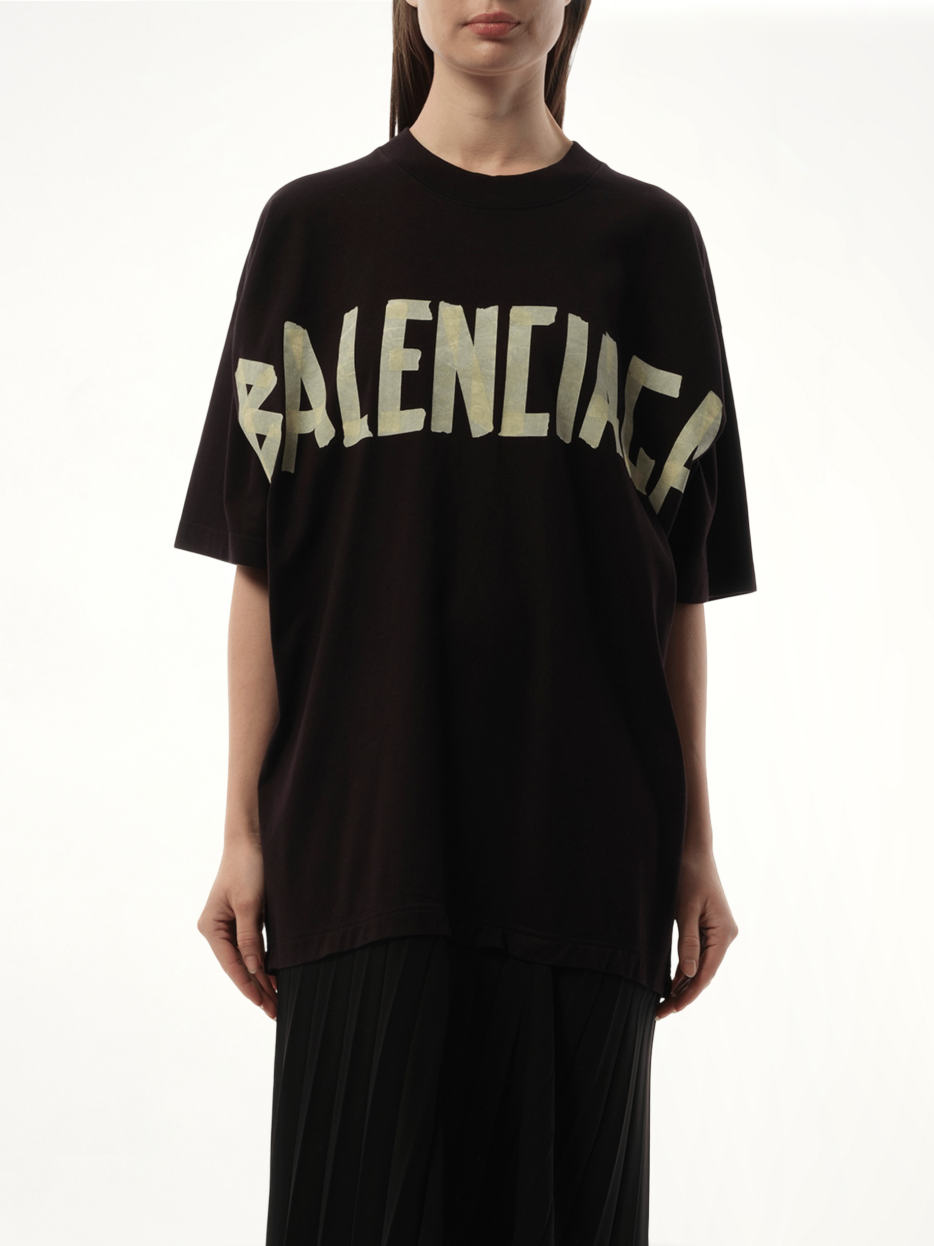 Image of Dresses. Productname: BALENCIAGA T-Shirt Pleated Dress in BLACK colour by brand - BALENCIAGA