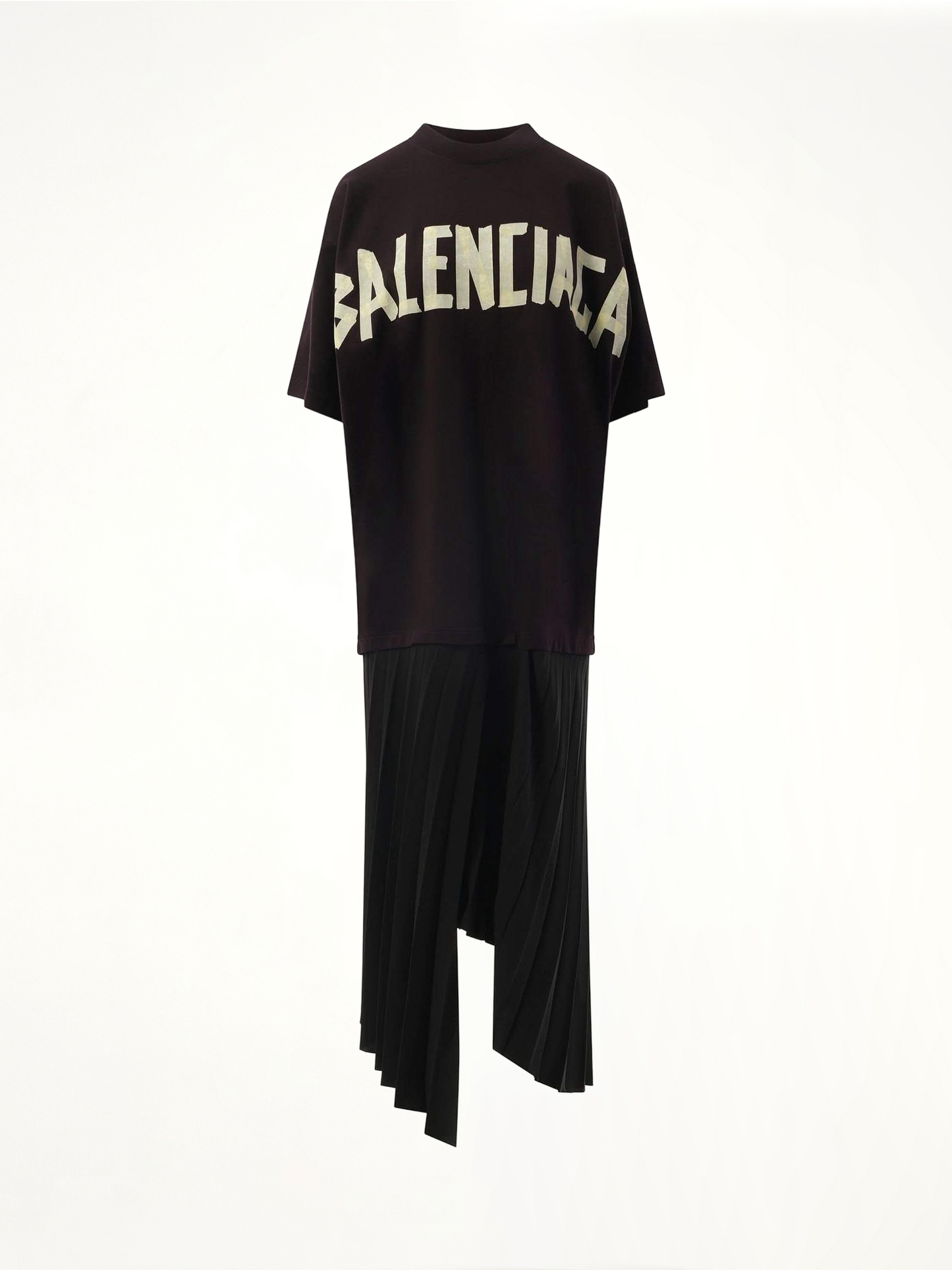 BALENCIAGA T-Shirt Pleated Dress (Black)