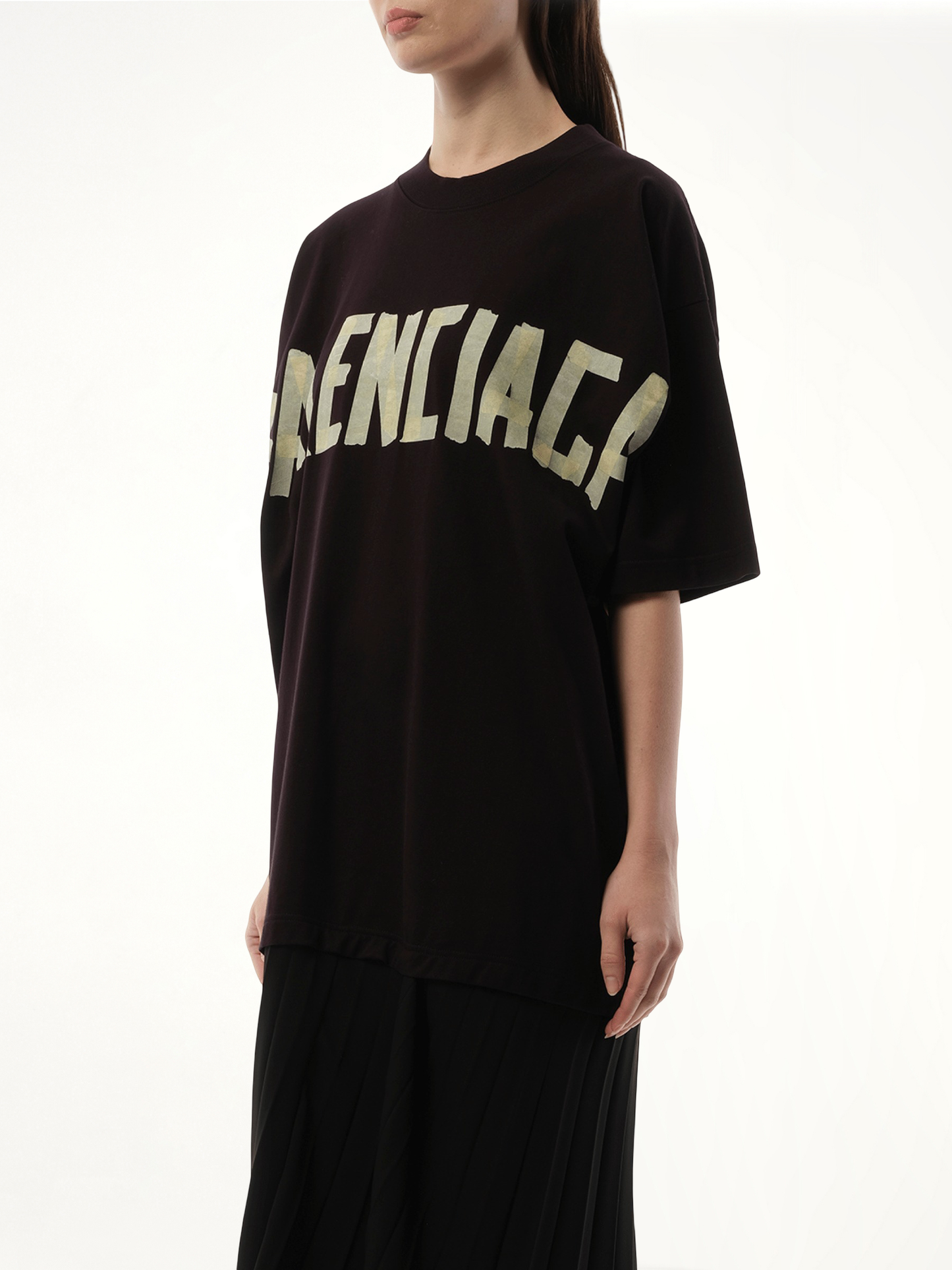 BALENCIAGA T-Shirt Pleated Dress (Black)