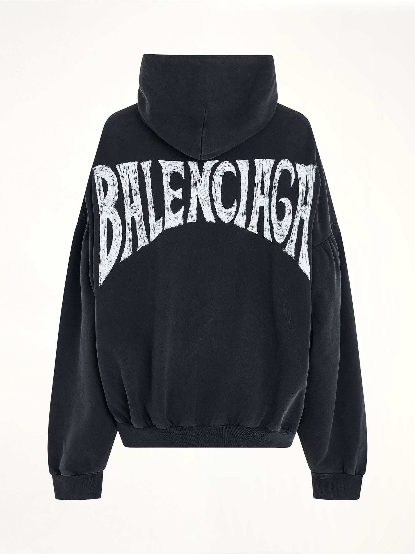 BALENCIAGA Handwritten Logo Round Hoodie (Black)