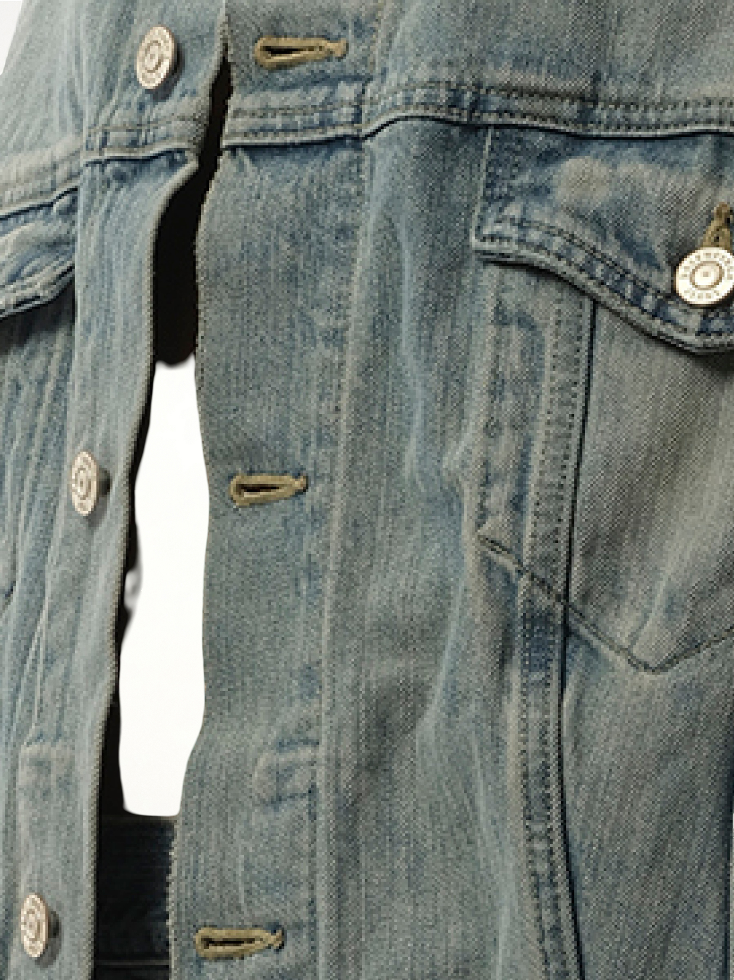 BALENCIAGA Off Shoulder Selvedge Denim Jacket (Blue)