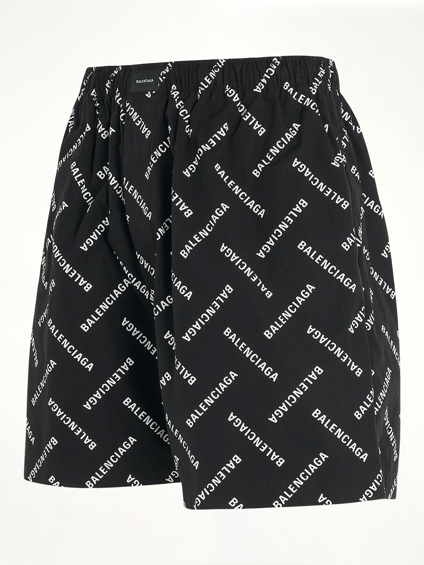 BALENCIAGA All-Over Logo Pyjama Shorts (Black)