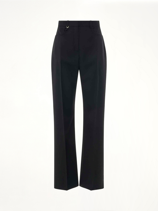 Image of a model wearing Pants. Productname: JACQUEMUS Sauge Suit Pants in BLACK colour by brand - JACQUEMUS