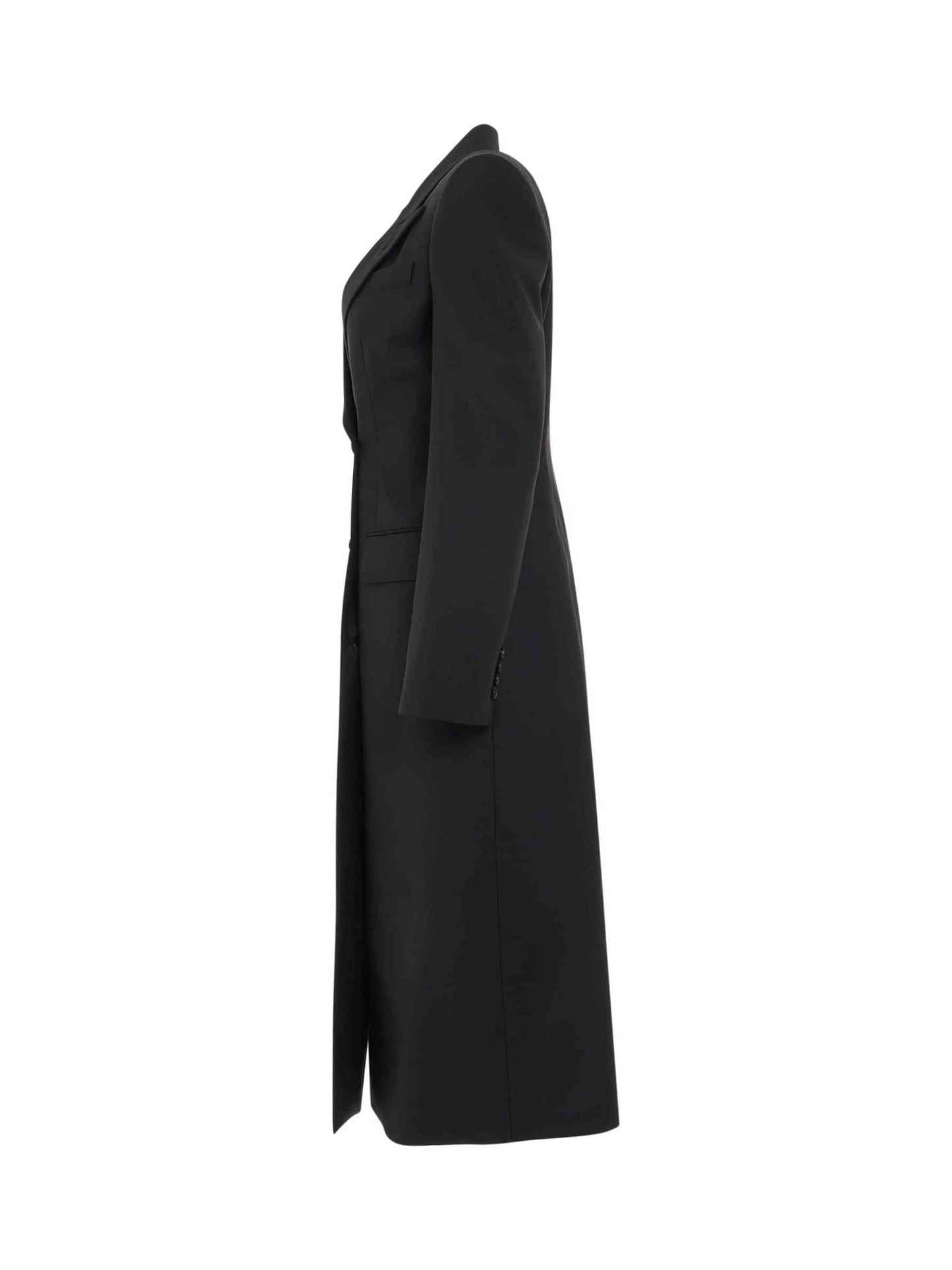ALEXANDER MCQUEEN Double Breasted Slit Detail Coat (Black)