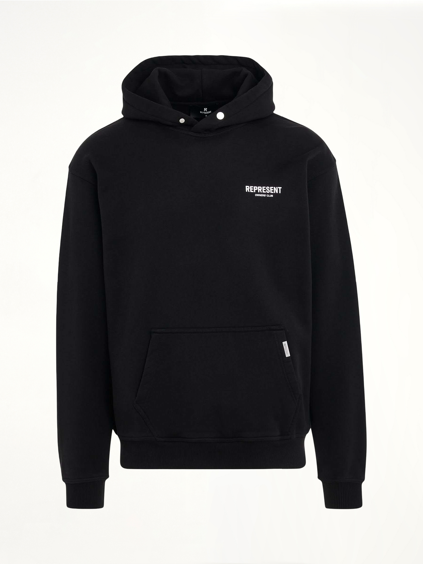 Image of a model wearing Outerwear. Product name - New Represent Owners Club Hoodie in Black colour by brand - REPRESENT