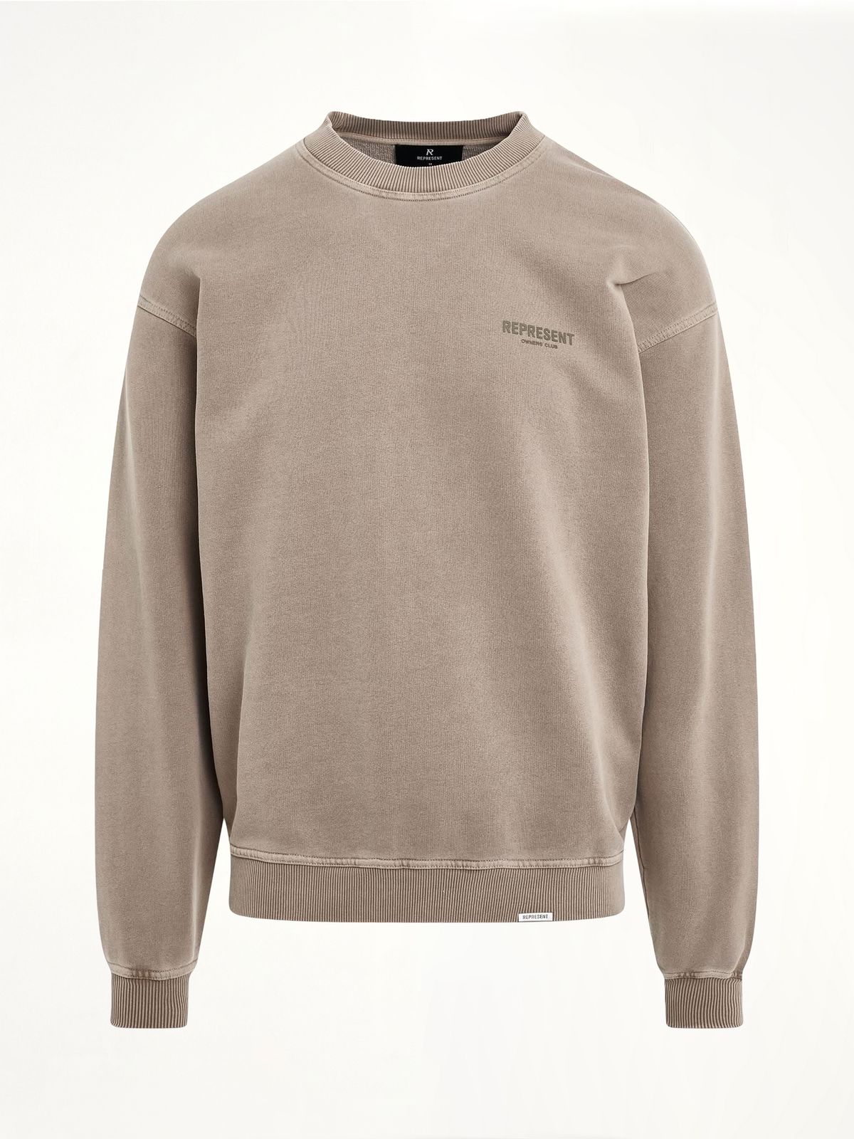 Image of a model wearing Outerwear. Product name - New Represent Owners Club Sweatshirt in Grey colour by brand - REPRESENT