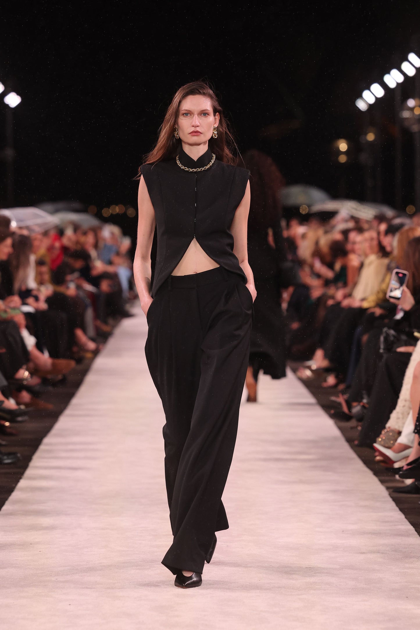 Image of Coats & Jackets. Product name - Black Double Wool Stretch Long Line Vest in Black colour by brand - Carla Zampatti