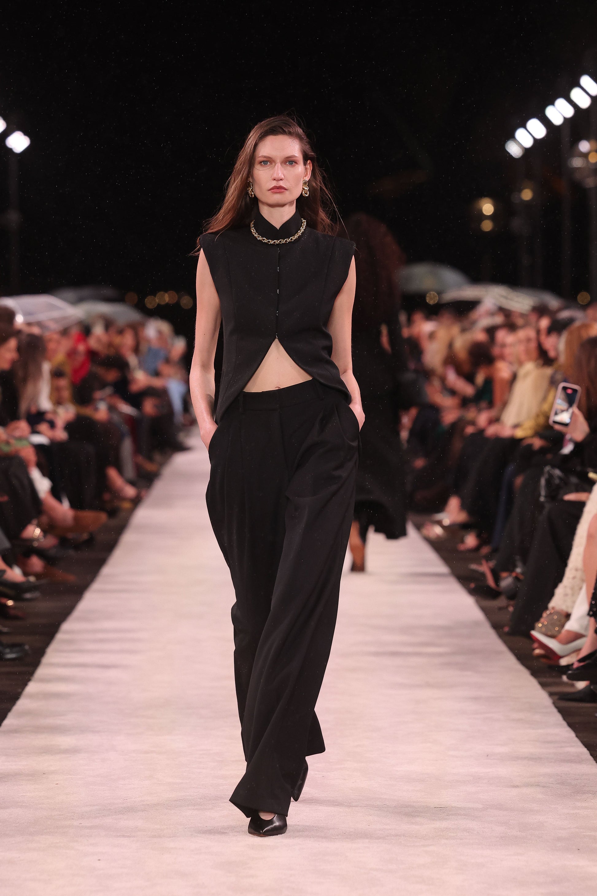Image of Coats & Jackets. Product name - Black Double Wool Stretch Long Line Vest in Black colour by brand - Carla Zampatti