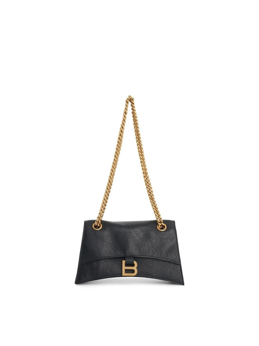 Image of Bags. Productname: BALENCIAGA Crush Small Chain Bag in Black colour by brand - BALENCIAGA