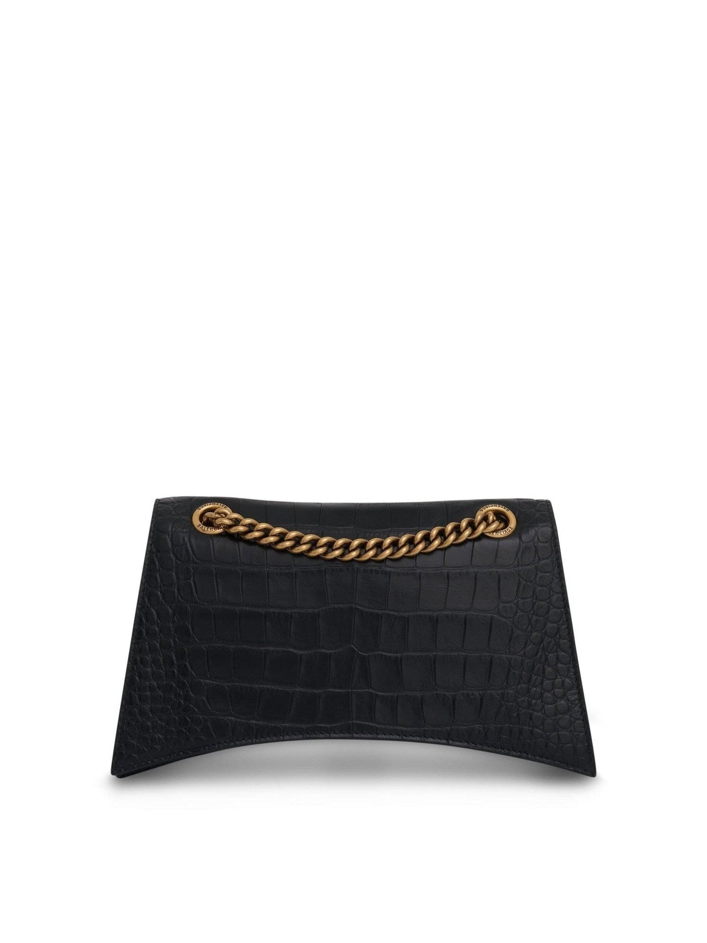 BALENCIAGA Crush Small Chain Bag Croco Embossed (Black)