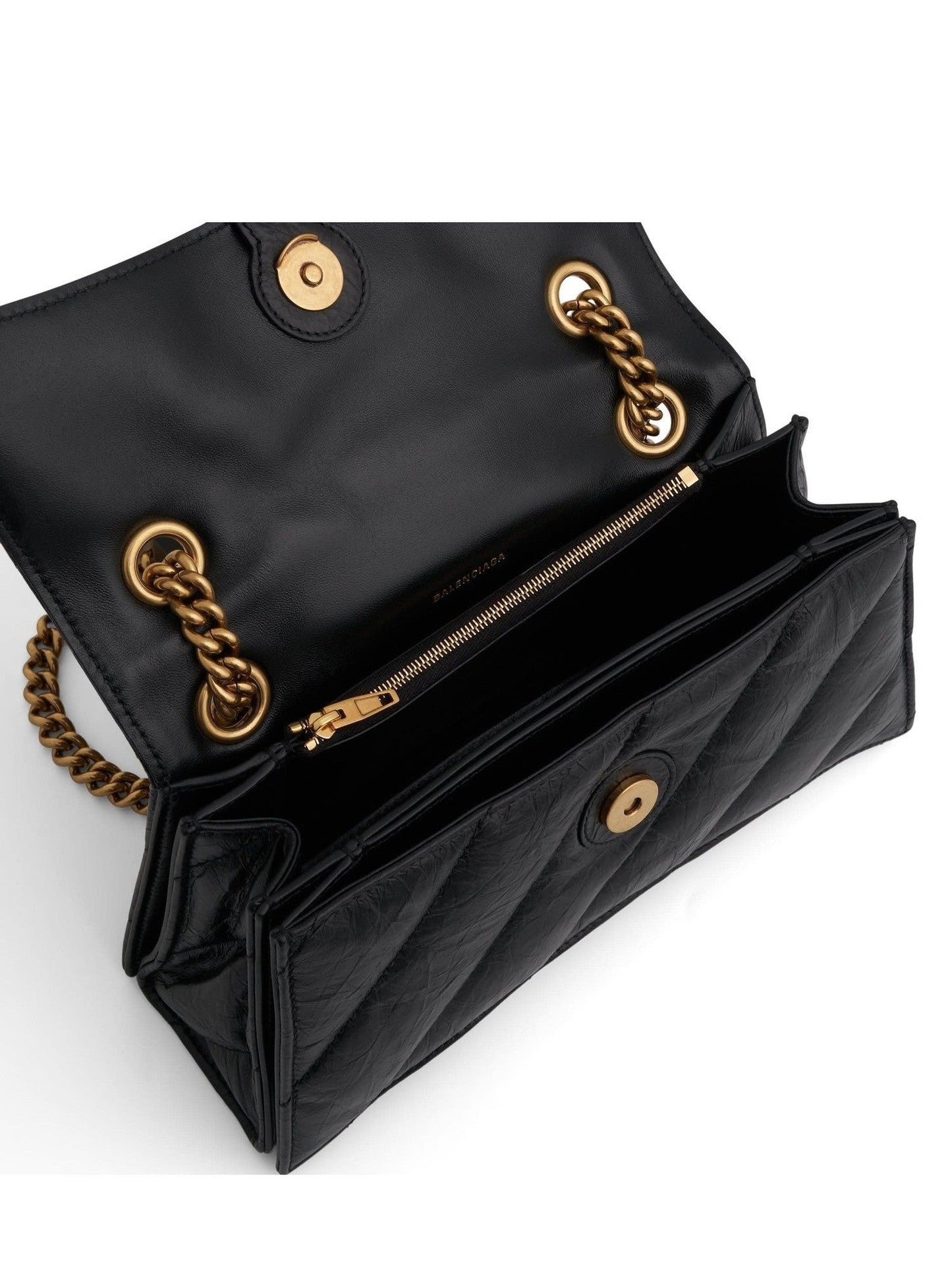 BALENCIAGA Crush Small Chain Quilted Bag (Black)