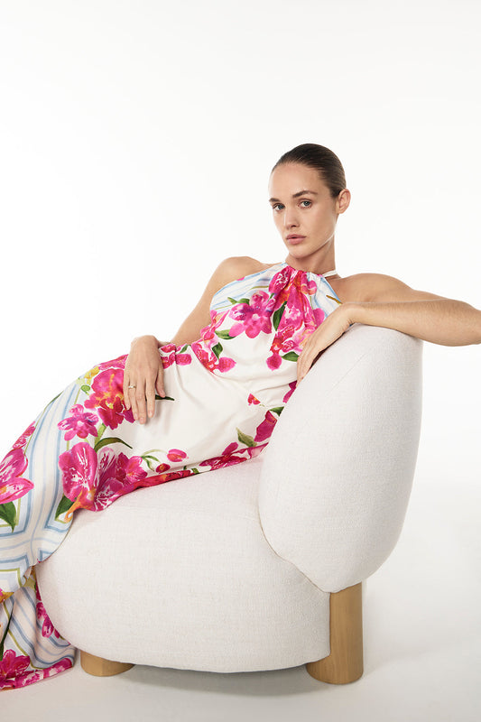 Take Me There Halter Dress (Scarf Floral)