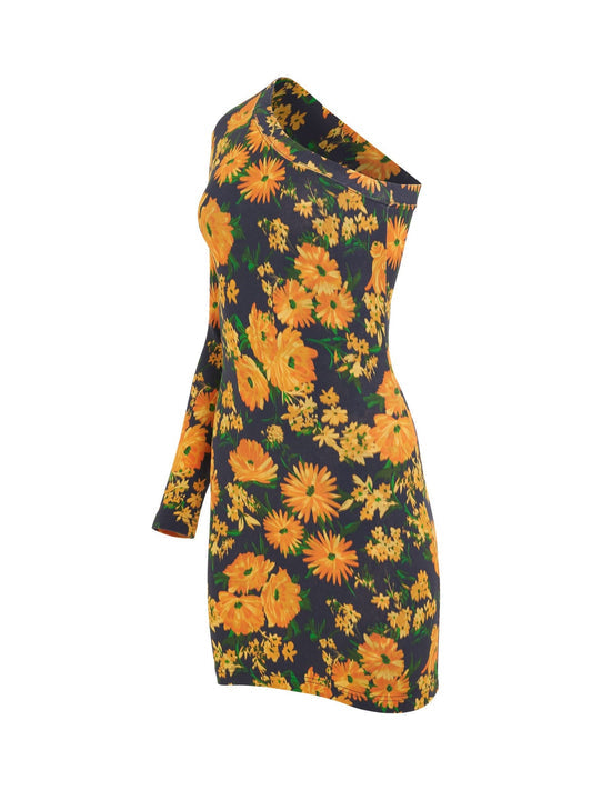 BALENCIAGA Asymmetric Mini Dress (Yellow Navy)
