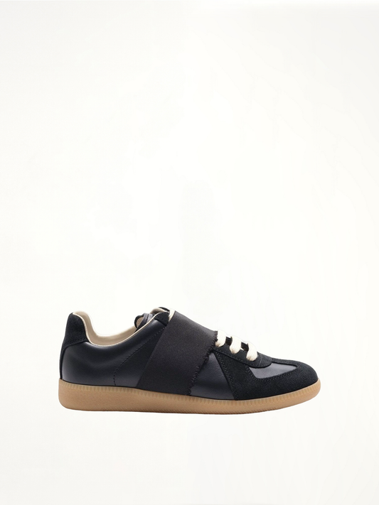 Image of Sneakers. Productname: MAISON MARGIELA Replica Leather Sneakers in BLACK colour by brand - MAISON MARGIELA