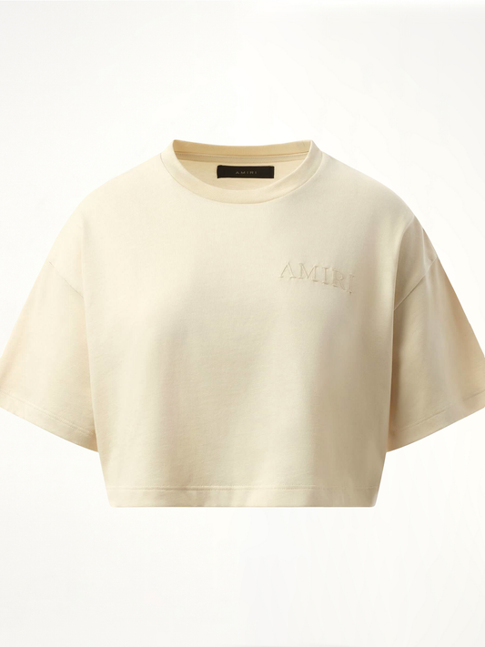 Amiri Embroidered Cropped T-Shirt (White)