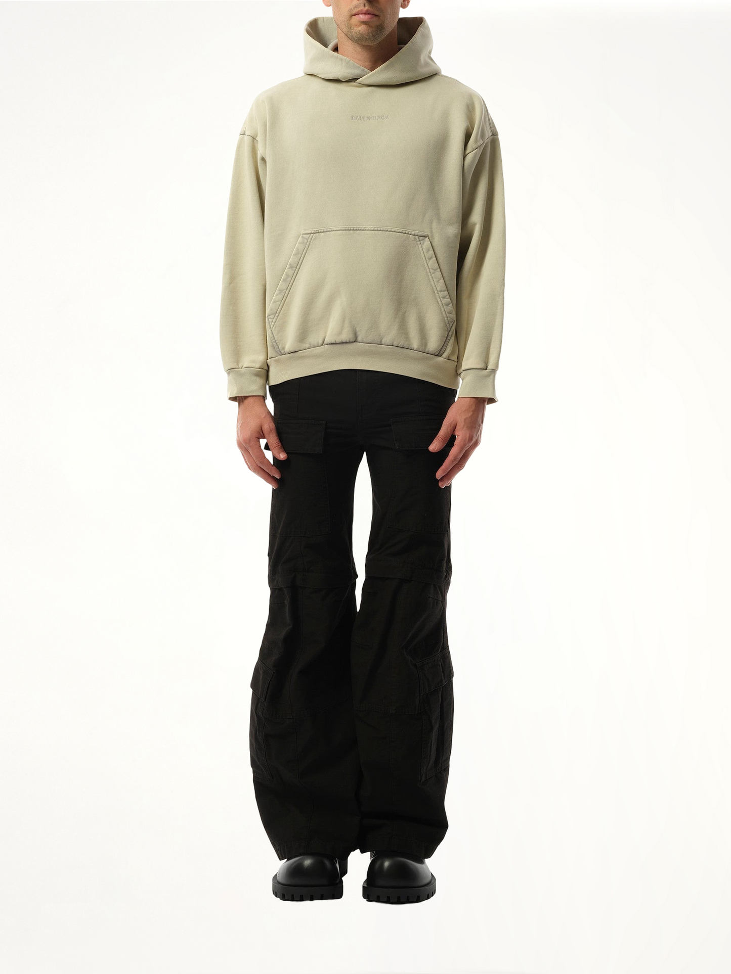 BALENCIAGA Back Embroidered Medium Fit Hoodie (Grey)