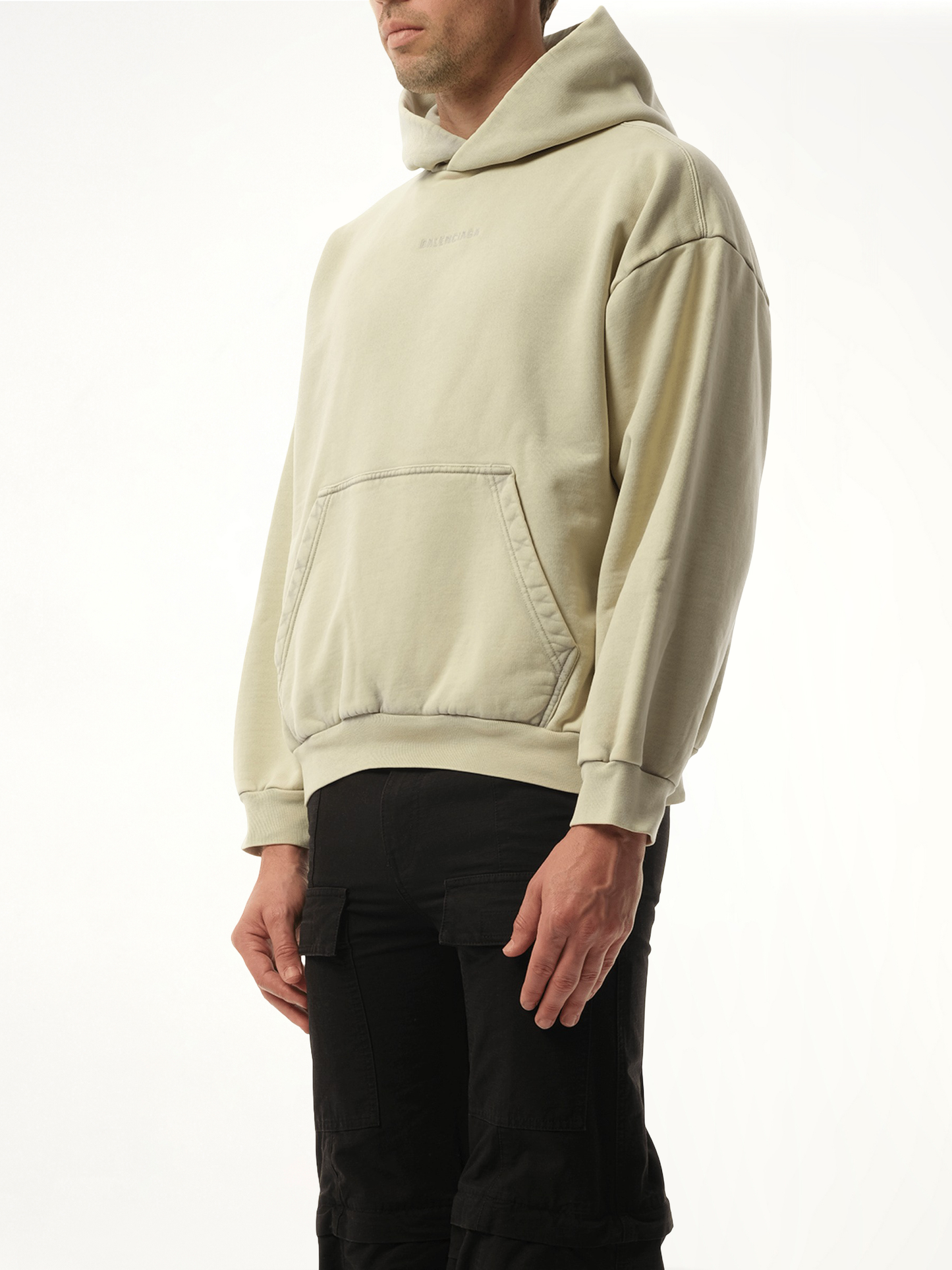BALENCIAGA Back Embroidered Medium Fit Hoodie (Grey)