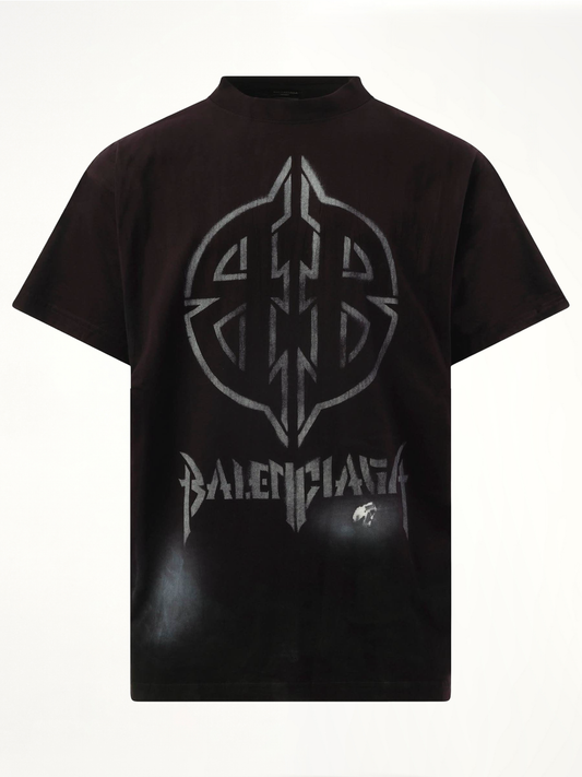 BALENCIAGA Metal BB Stencil Oversized T-Shirt (Black)