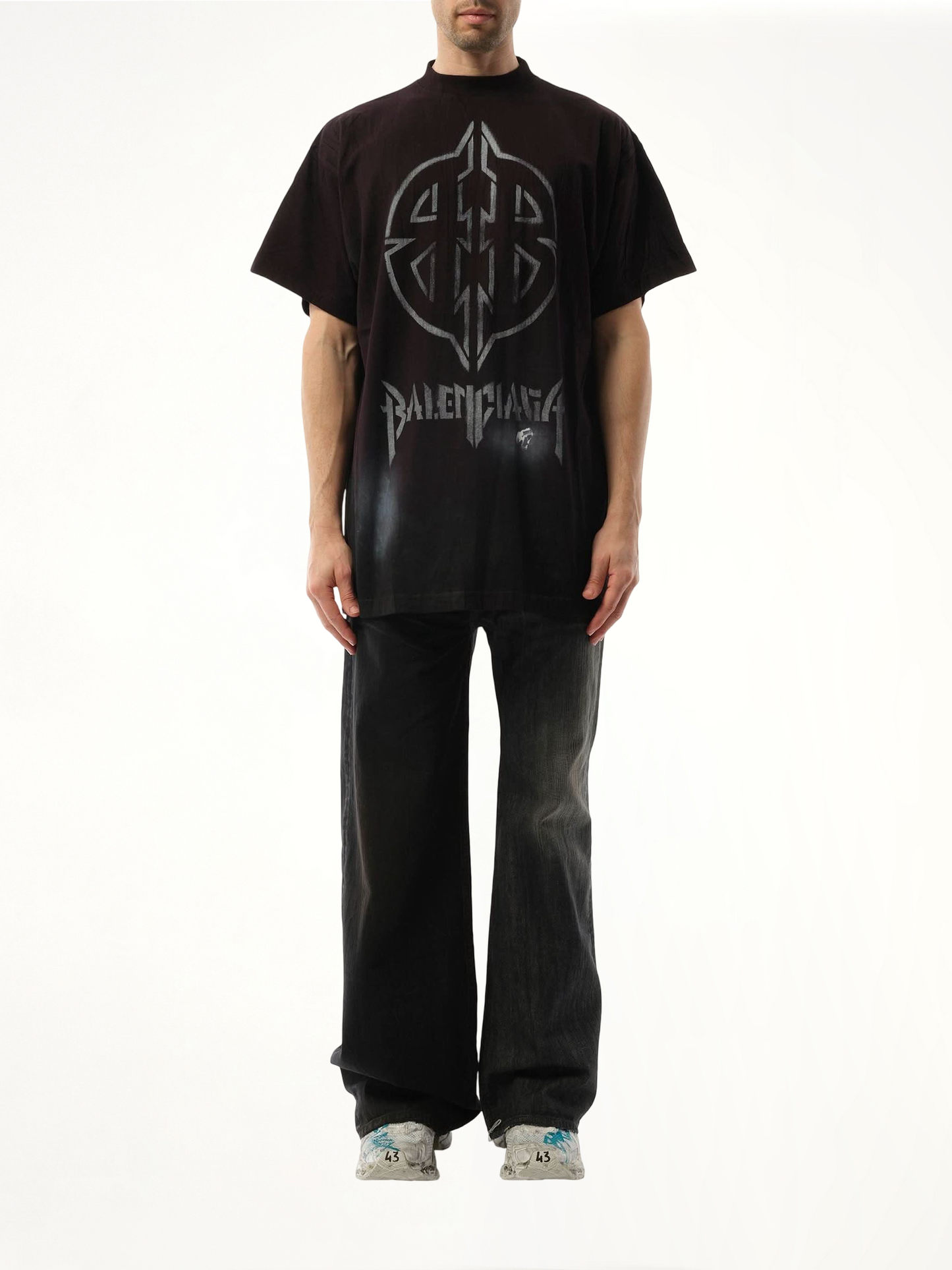 BALENCIAGA Metal BB Stencil Oversized T-Shirt (Black)