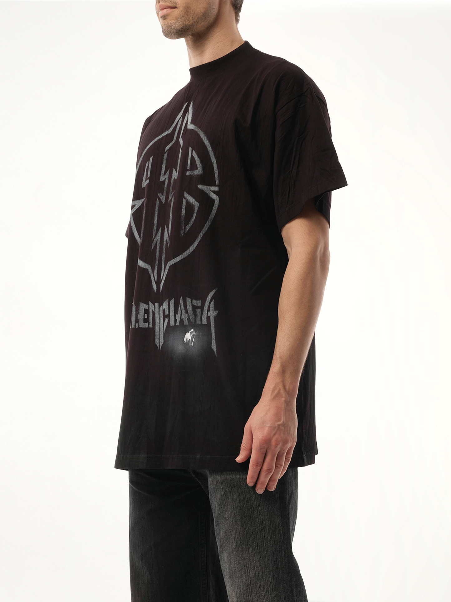 BALENCIAGA Metal BB Stencil Oversized T-Shirt (Black)