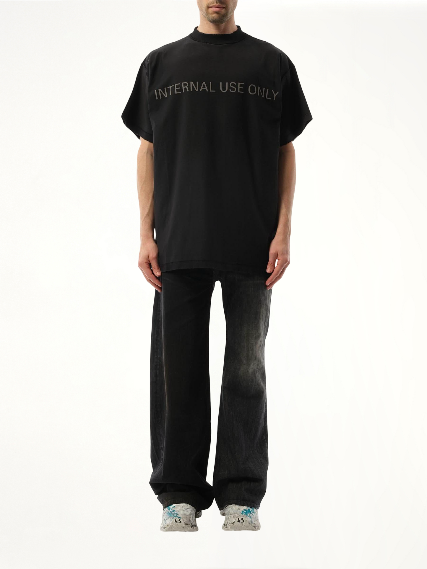 BALENCIAGA Internal Use Only Inside Out Oversized T-Shirt (Black)