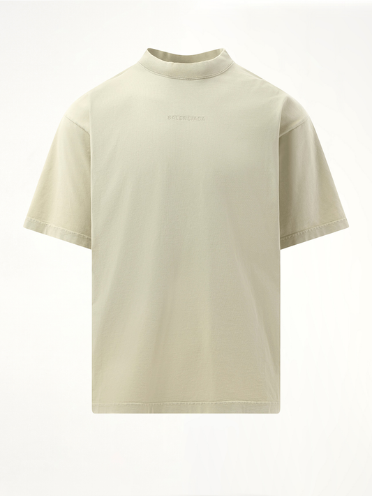 BALENCIAGA Back Embroidered Medium Fit T-Shirt (Grey)