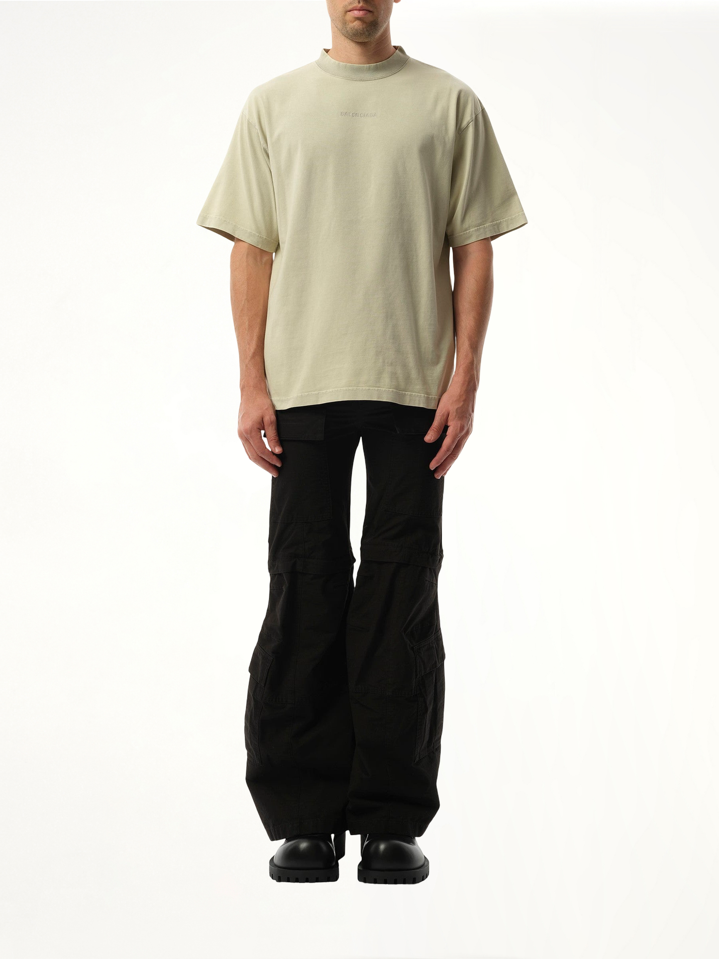 BALENCIAGA Back Embroidered Medium Fit T-Shirt (Grey)