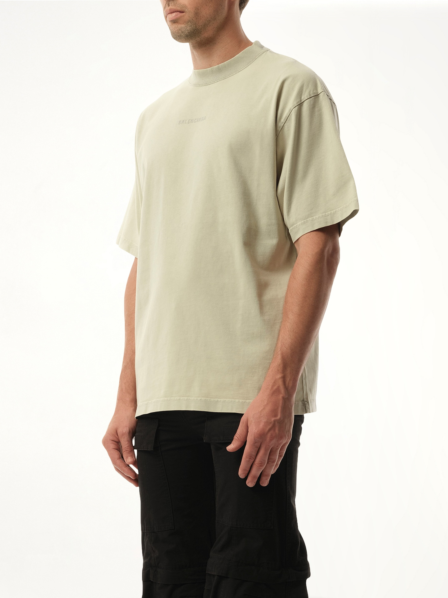 BALENCIAGA Back Embroidered Medium Fit T-Shirt (Grey)