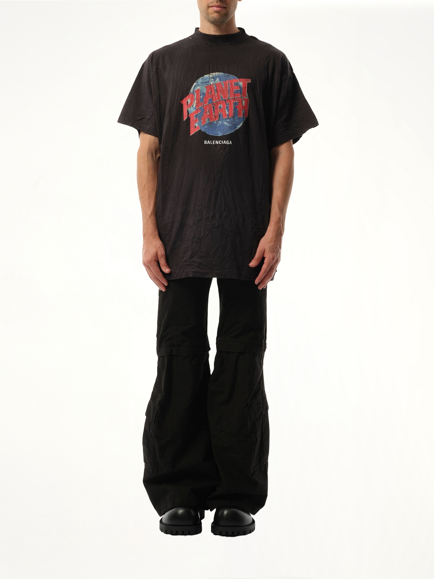 BALENCIAGA Planet Earth Oversized T-Shirt (Black)