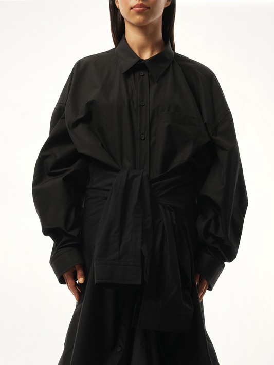 Image of Dresses. Productname: BALENCIAGA Patched Shirt Dress in BLACK colour by brand - BALENCIAGA