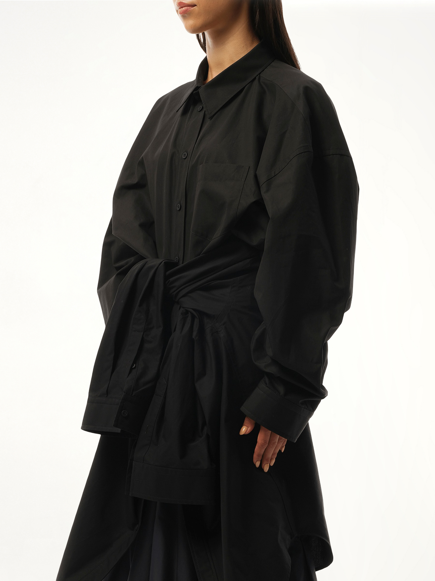 BALENCIAGA Patched Shirt Dress (Black)