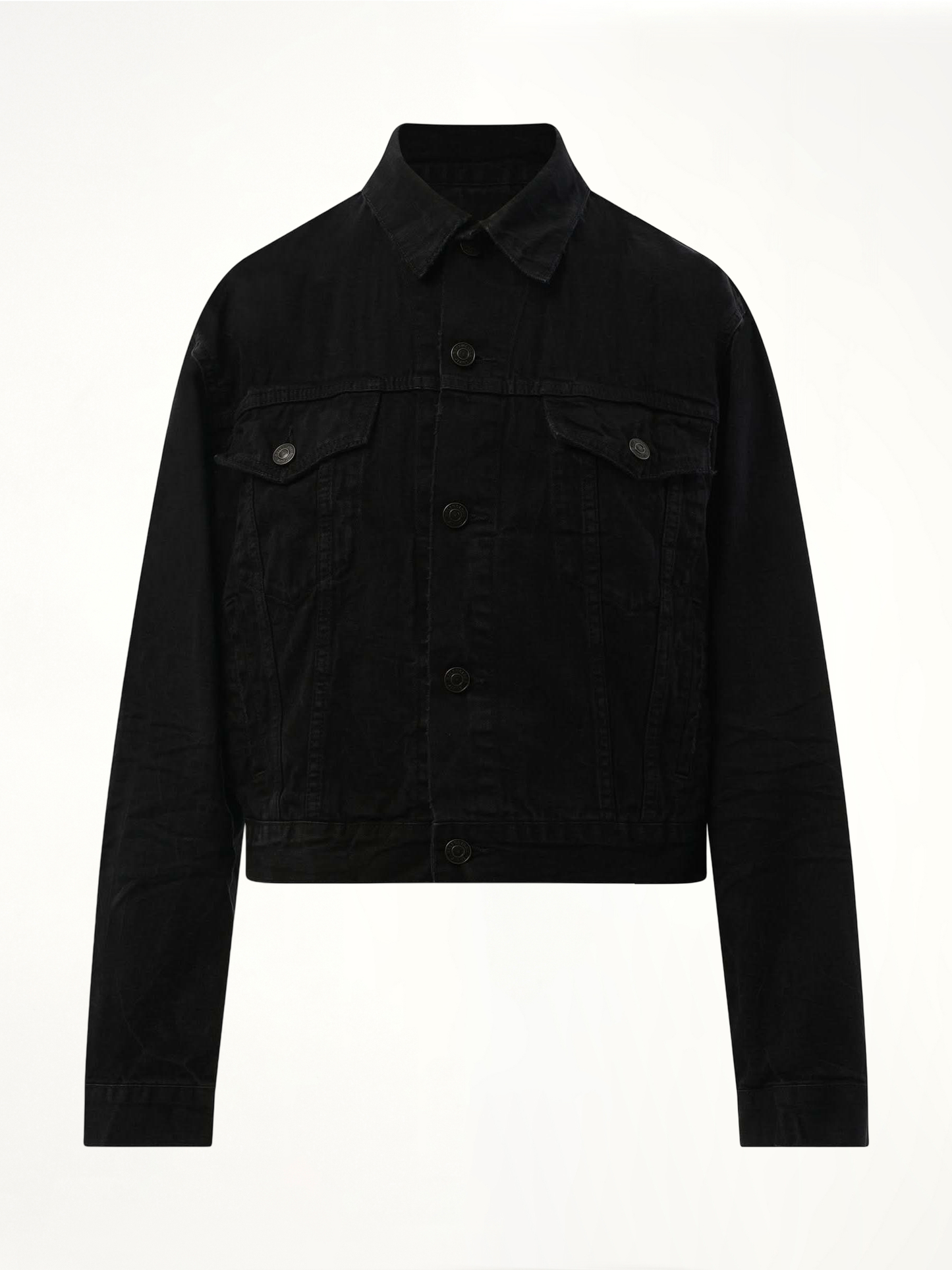 BALENCIAGA Small Fit Logo Denim Jacket (Black)