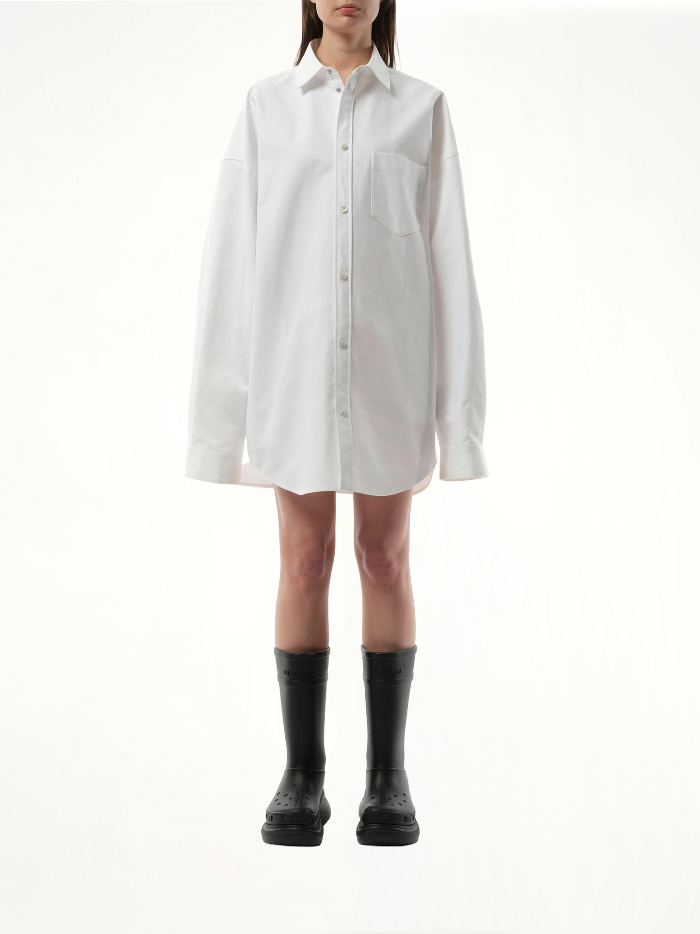 BALENCIAGA Cotton Poplin Outwear Shirt (White)