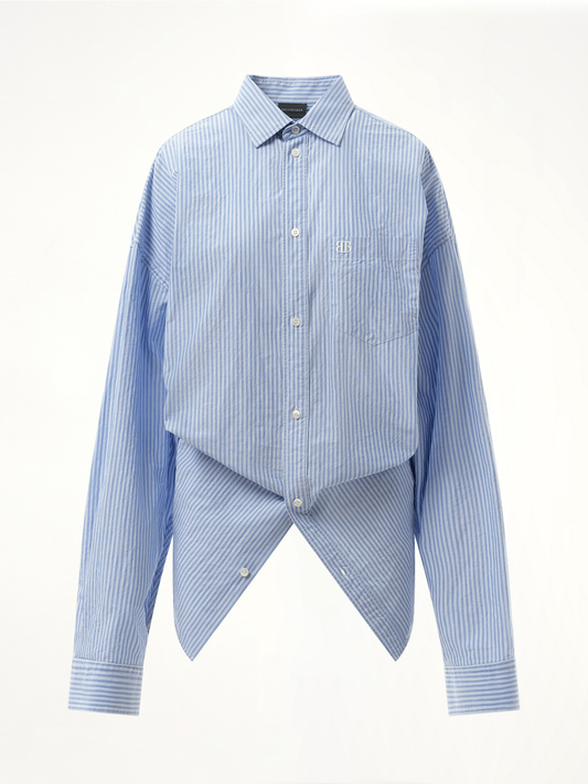 BALENCIAGA Long Sleeve Knotted Shirt (Blue)