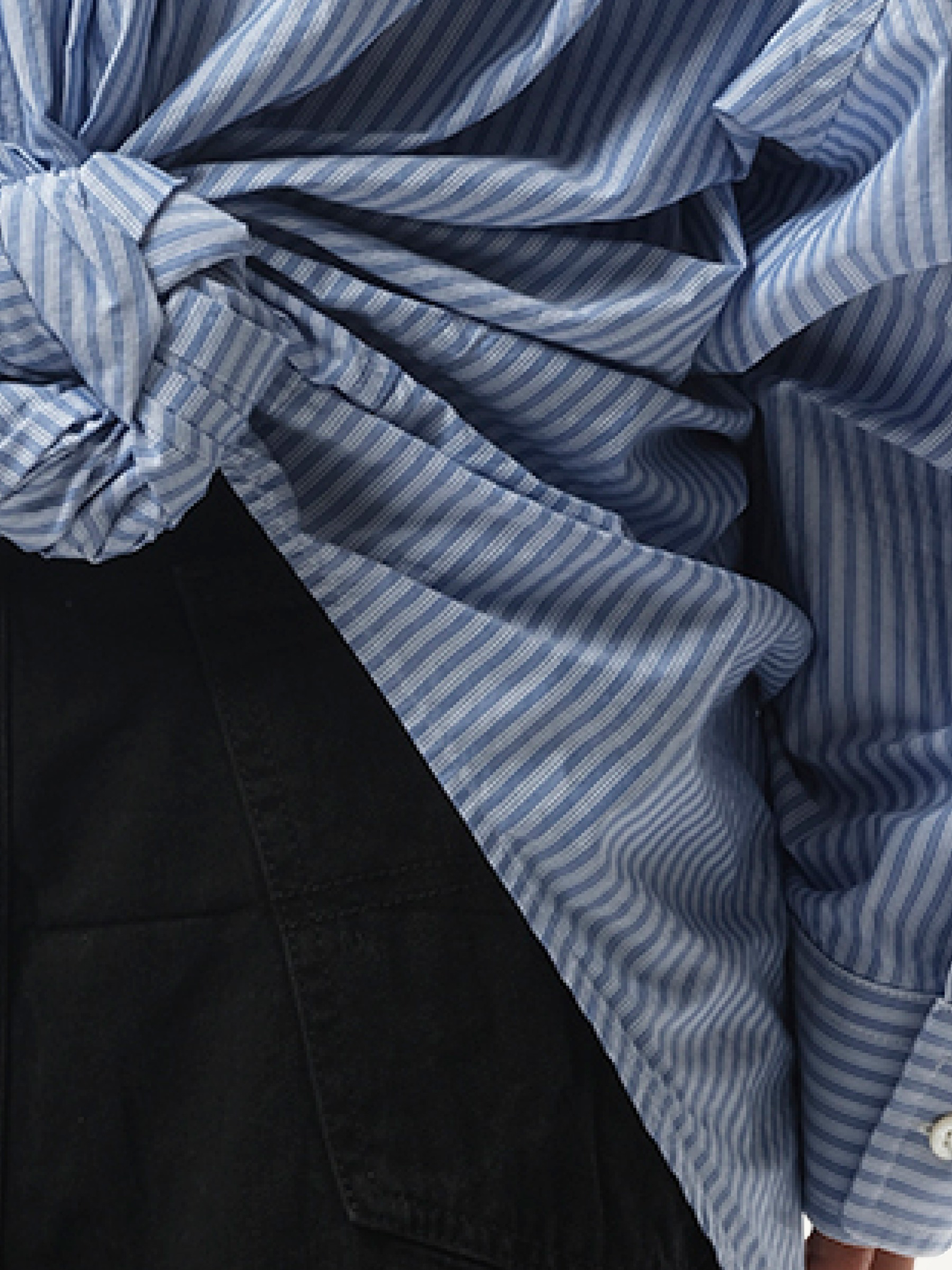 BALENCIAGA Long Sleeve Knotted Shirt (Blue)