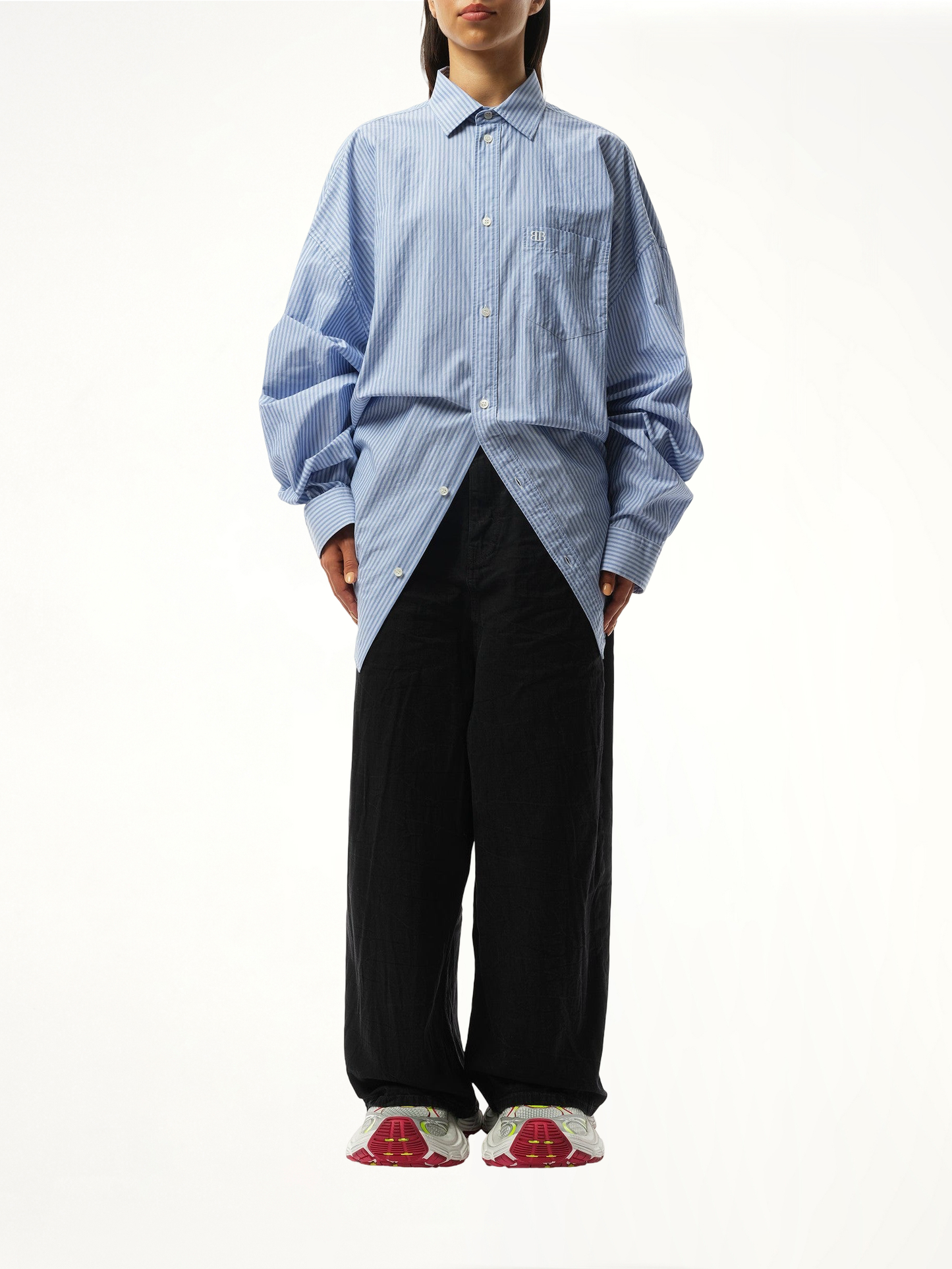 BALENCIAGA Long Sleeve Knotted Shirt (Blue)