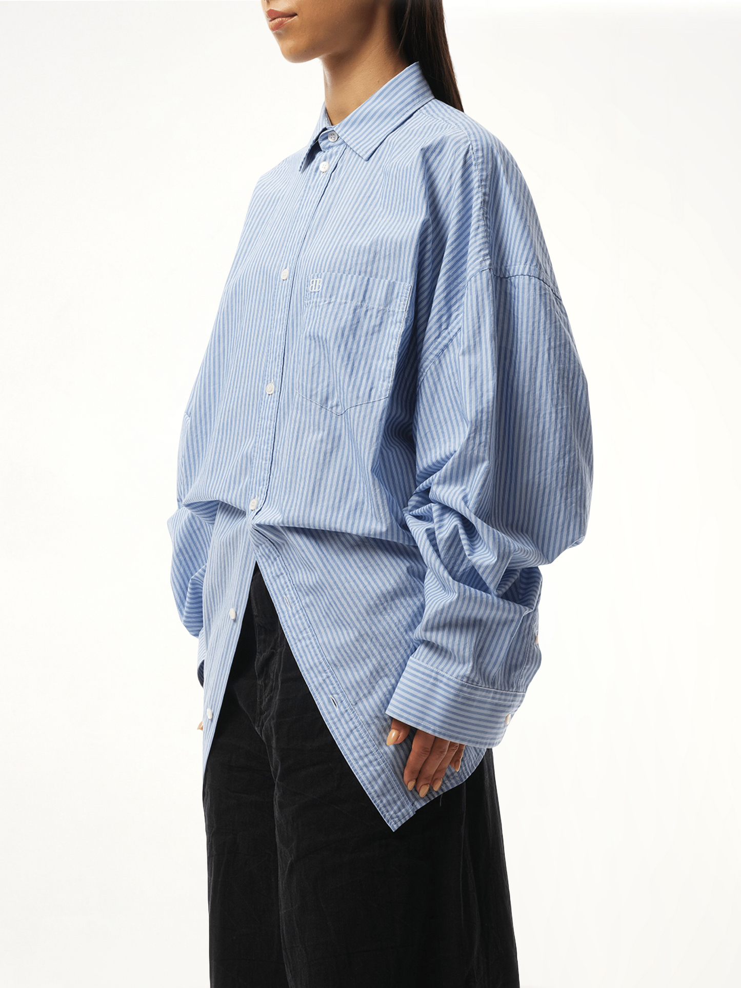 BALENCIAGA Long Sleeve Knotted Shirt (Blue)
