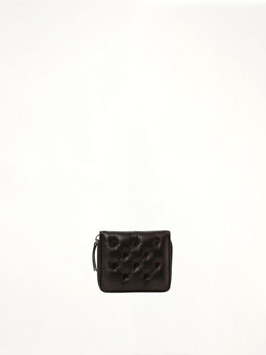 Image of Wallets & Money Clips. Product name - Wallet Compact Zip Around Wallet in Black colour by brand - MAISON MARGIELA