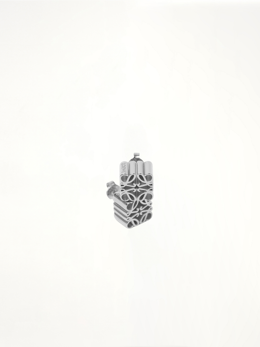 Image of Earrings. Product name - Anagram Stud Earrings in Silver colour by brand - LOEWE
