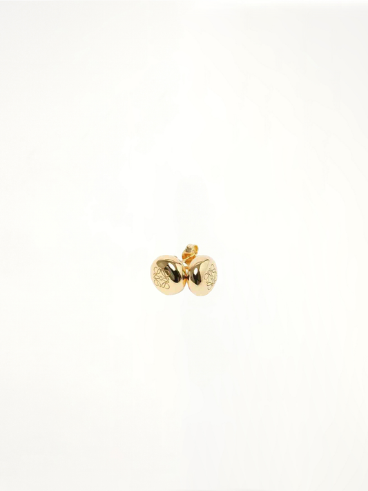Image of Earrings. Product name - Anagram Pebble Stud Earrings in Gold colour by brand - LOEWE