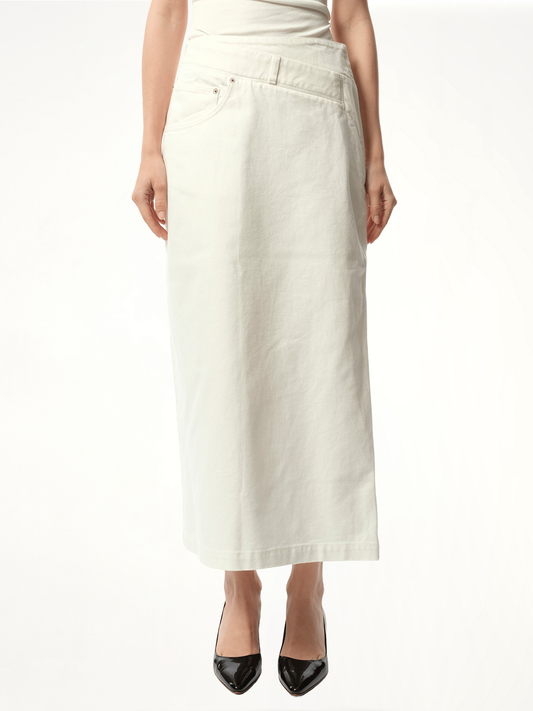 Image of a model wearing Skirts. Productname: LOEWE Deconstructed Skirt AF in WHITE colour by brand - LOEWE