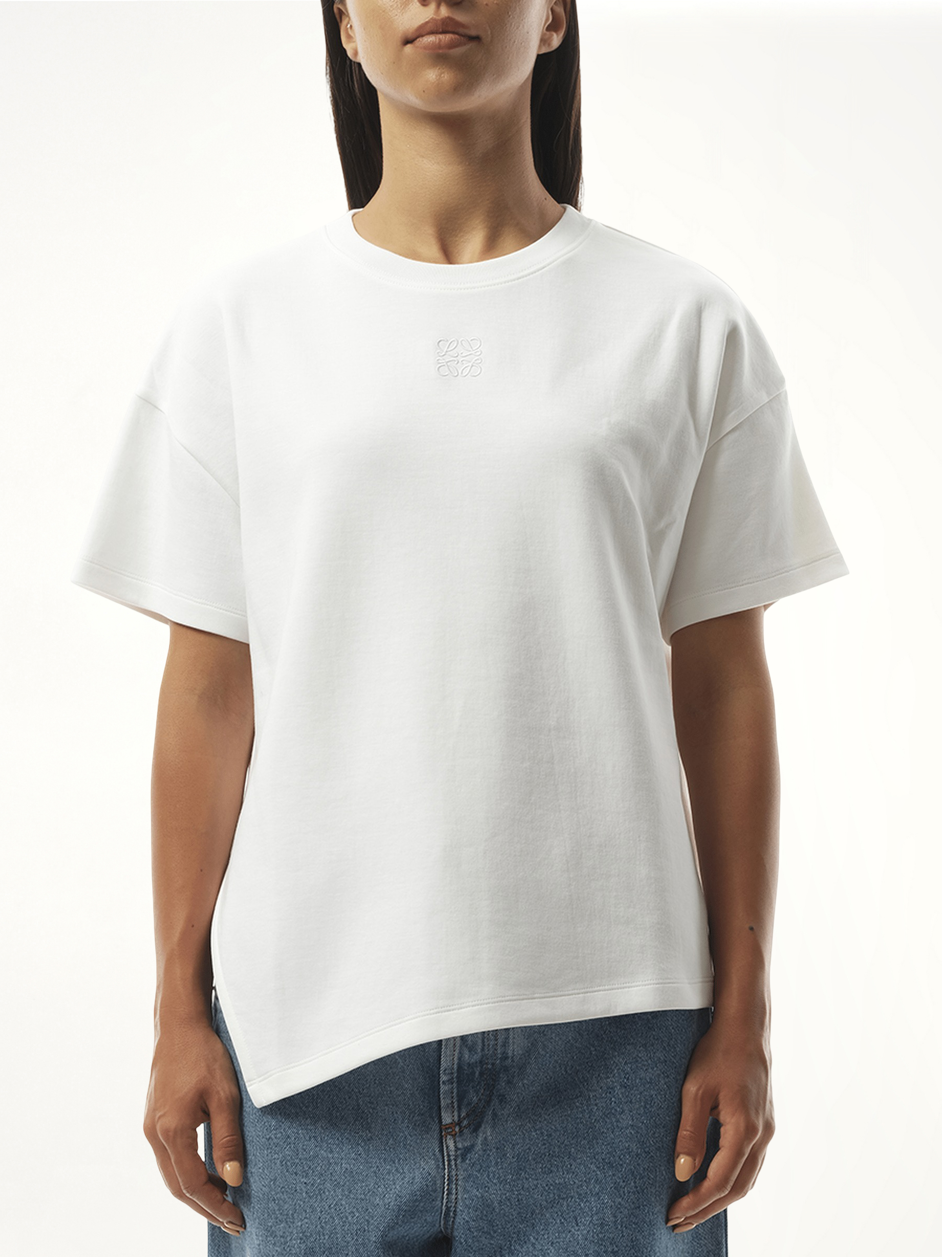 Image of T-Shirts. Product name - Asymmetric T-Shirt in White colour by brand - LOEWE