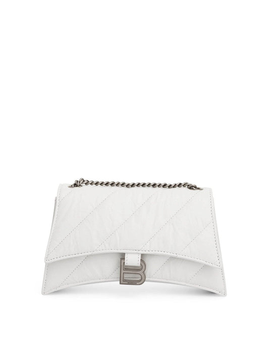 Image of Bags. Productname: BALENCIAGA Crush XS Chain Quilted Bag in Optic White colour by brand - BALENCIAGA