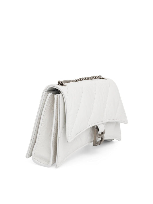BALENCIAGA Crush XS Chain Quilted Bag (White)