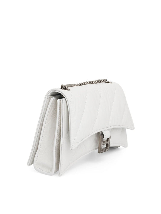 BALENCIAGA Crush XS Chain Quilted Bag (Optic White)