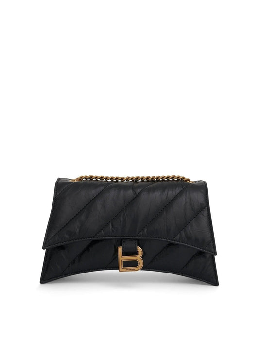 Image of Bags. Productname: BALENCIAGA Crush XS Chain Quilted Bag in Black colour by brand - BALENCIAGA