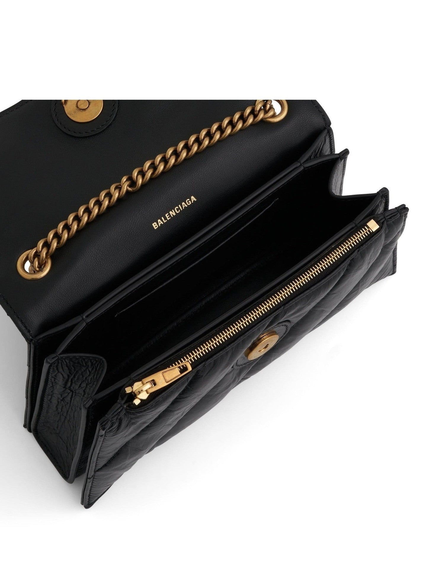 BALENCIAGA Crush XS Chain Quilted Bag (Black)