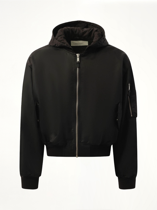ENTIRE STUDIOS Hooded Broad Bomber Jacket (Black)